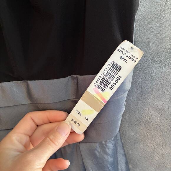 VTG Y2K Dress Black Gray 12 Whimsigoth Fairy Grunge Hoco Party Iridescent Empire - Picture 7 of 16